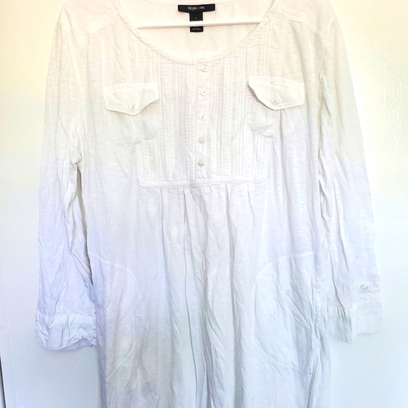 Style & Co. Dresses & Skirts - Style & Co. White Long Sleeve Dress Baby Doll Style